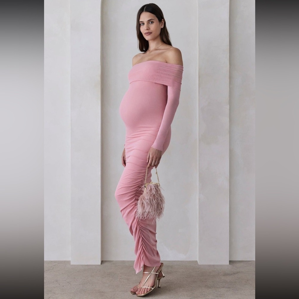 Bumpsuit Pink Off The Shoulder Soft Mesh Dress